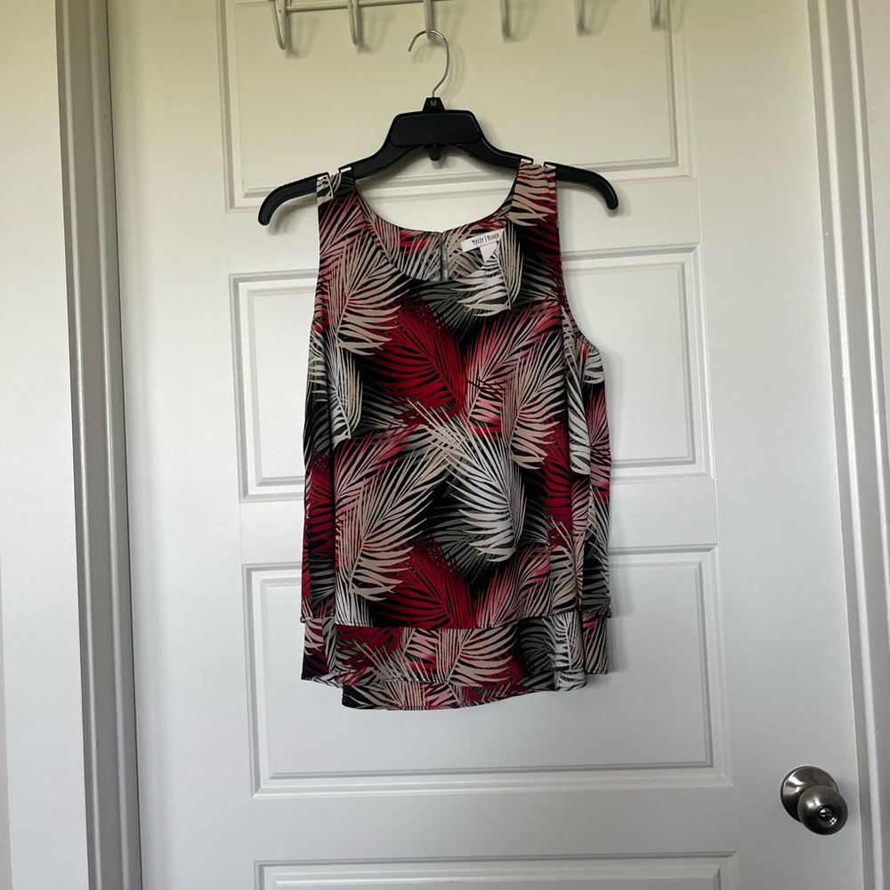 White House Black Market Red and Gray Sleeveless Tank